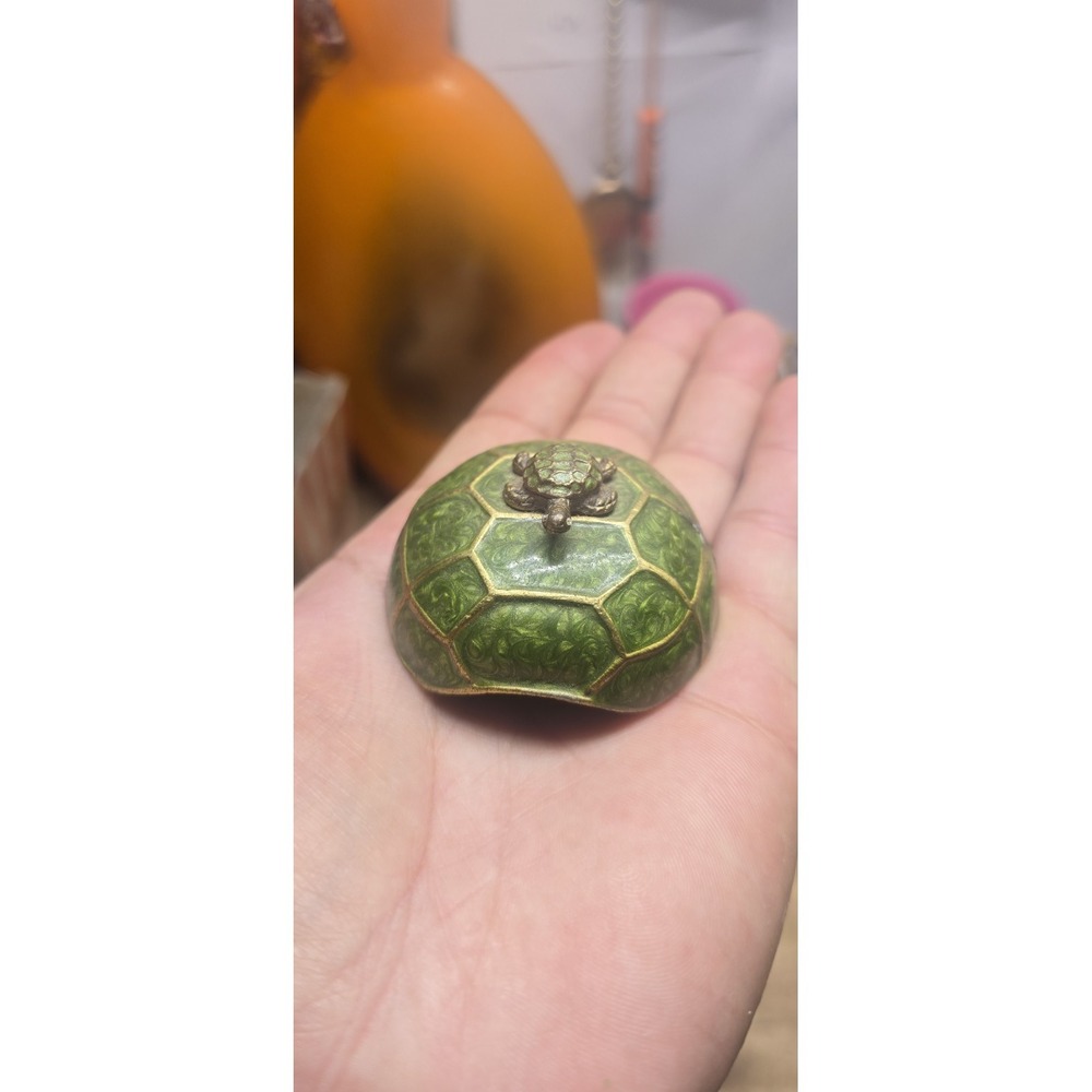 Vtg Bombay Company Turtle With Baby Trinket Box JUST THE TOP SHELL NOT BOTTOM